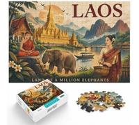 Laos Travel, Puzzle Classique 1000 Pièces, 1000pcs (52x38cm) | Pour les longues séances de puzzle : Puzzle 1000 pièces pour adultes ; pour une activité tranquille chez soi.