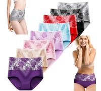 LaoSShu Culotte d'incontinence Anti-Fuite Taille Haute à la Mode, sous-vêtements Fleuris Anti-Fuite de Grande Taille for Femmes, Slip de contrôle du Ventre (Color : 8pcs, Size : X-Large)