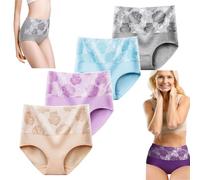 LaoSShu Culotte d'incontinence Anti-Fuite Taille Haute à la Mode, sous-vêtements Fleuris Anti-Fuite de Grande Taille for Femmes, Slip de contrôle du Ventre (Color : 4pcs a, Size : 5X-Large)
