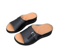 LaoSShu Sandales compensées orthopédiques for femmes, sans lacet, habillées, confortables, décontractées, en mousse à mémoire de forme, chaussures à plateforme de marche(Black,39EU)