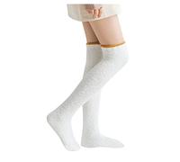 LAOSU Chaussettes Chaudes Solides d'Hiver pour Femmes - Hautes Cuisse-Haute Genou - Floues pour la Maison - Leggings sur les Chaussettes - Effet Peau Polaire
