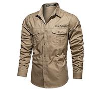 LAOSU Chemise Cargo Homme Manches Longues Grande Taille Tee Shirt Classique Chemises Cintrée avec Poches Casual Travail Extérieur Militaire T-Shirt Pas Cher Marque Col Revers Boutonnés Hauts