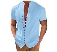 LAOSU Chemise D'Été Décontractée À Manches Courtes pour Homme,Chemise Rouge Et Noir Homme,Chemise Manches Courtes,sur Chemises Homme,Chemise Lin Bleu Ciel Homme,Chemisette Imprimée Homme