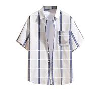 LAOSU Chemise Hawaïenne pour Homme Funky,Manches Courtes Chemise,Chemisier Décolleté Plongeant,Chemise Vacances Homme,Chemise Rayure Verticale Homme,Chemise Hippie,Chemise Demi Manche Homme
