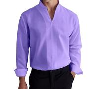 LAOSU Chemise Homme Manches Longues Et Boutonnée, Col Mao, Fashion, Pour Mariage - Ivoire, Marine