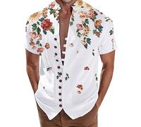 LAOSU Chemises Hommes Casual Bouton Shirts,Été Manches Courtes Chemisiers,Chemises en Jean Hommes,Chemise Blanche Et Rouge Homme,Chemise Style Homme,Chemise Stylé Homme