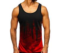 LAOSU Débardeur Échancré Debardeur Fluo Moulant Homme Oversize Stringer Musculation sans Manche Emmanchure Américaine Resille Homme, 06-rouge, L