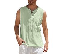 LAOSU Débardeur Homme Sport Tee Shirt Sans Manche, Bleu Ciel, Quick Dry T Shirt En Lin, Tricot Peau Homme