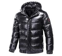 LAOSU Doudoune Hiver Homme Chaude Veste Brillant Avec Capuche Épais Grande Taille Matelassée Confort Couleur Uni Mode Manteau De Ski Zippé Jacket Manche Longue Blouson Casual Marque Classique Coat