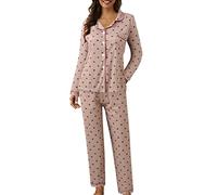 LAOSU Ensemble De Pyjama pour Femmes Casual Bouton Plaid Imprimer Deux Pièces À Manches Longues Pyjamas Pyjamas Costume Body Noir Plongeant Chemise De Nuit Longue Pyjama Rouge Femme
