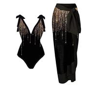 LAOSU Maillot De Bain 1 Pièce avec Jupe De Plage,D'Été Triangle Maillot,Ensemble Maillot De Bain Femme,Maillot Anti UV Femme,Burkini Maillot De Bain,Maillot Grossesse