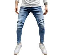 LAOSU Original Jeans Homme Décontracté Stretch Slim Mode Pantalon Slim Regular Fit Jean Blanc Large Homme Jean Crop Flare Comfy Jean Année 90 avec Poche Jean Troué