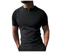 LAOSU Polo Homme Bleu Marine Violet Gris Foncé Original Habit Vêtements Rayure Polos Grande Taille Slim Fit Style Vintage, 14-noir, M