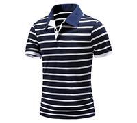LAOSU Polo Homme Manche Courte Tennis Golf Slim Fit Printemps Été Casual T-Shirt Imprimé à Pois Chemise à Rayures Patchwork Tops Couleur Unie Col Zipper Col Boutonné Simple Mode Beau Hauts