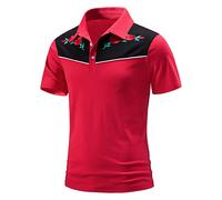 LAOSU Polo Homme Manche Courte Tennis Golf Slim Fit Printemps Été Casual T-Shirt Imprimé à Pois Chemise à Rayures Patchwork Tops Couleur Unie Col Zipper Col Boutonné Simple Mode Beau Hauts