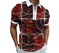 LAOSU Polo Homme Manche Courte Tennis Golf Slim Fit Printemps Été Casual T-Shirt Imprimé à Pois Chemise à Rayures Patchwork Tops Couleur Unie Col Zipper Col Boutonné Simple Mode Beau Hauts
