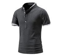 LAOSU Polo Homme Manche Courte Tennis Golf Slim Fit Printemps Été Casual T-Shirt Imprimé à Pois Chemise à Rayures Patchwork Tops Couleur Unie Col Zipper Col Boutonné Simple Mode Beau Hauts