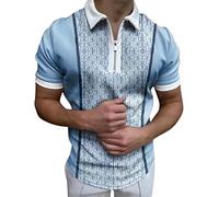 LAOSU Polo Homme Manches Courtes Mode Confort Casual Décontractés Tee Shirt Patchwork Golf Chic Hauts Grande Taille Beau Sport Printemps Été Streetwear Vintage Col Boutonné Tops T-Shirt 10-bleu XL