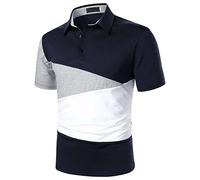 LAOSU Polo Homme Manches Courtes Mode Grande Taille Imprimé Patchwork Col Boutonné Hauts Décontractés Confort Chic Casual Sport Beau T-Shirt Tee Shirt Printemps Été Pas Cher Streetwear Tops M Marine