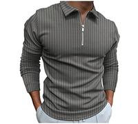 LAOSU Polo Homme Manches Longues éPissage Polo Maille Homme Automne Polo Homme éLéGant Polo Kaki Homme Hauts DéContractéS Slim Hautes Polo Orange Homme Polo Femme Pas Cher, Gris, XL