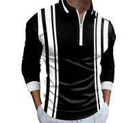 LAOSU Polo Imprimé Homme Coupé Mince Doux HawaïEnnes Bande ImpriméEs Polo Homme AjustéS Carreaux Polos Homme Promo Polo 2022 Polo à Revers zippé Polo X-4-le Noir L
