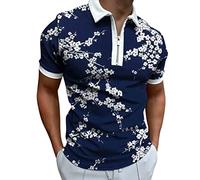 LAOSU Polo Manche Courte Vintage Marque Col Mao Noir Homme de Chemise Vert Marron Rugby Manches Courtes #220-marine M