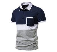 LAOSU Polo Manche Courte Vintage Marque Col Mao Noir Homme de Chemise Vert Marron Rugby Manches Courtes, 17-marine, XL