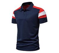 LAOSU Polo Manches Courtes Homme Sport Printemps Été Golf Casual Col Zippe T-Shirt Décontractés Streetwear Tops Vintage Imprimé Chic Hauts Confort Tee Shirt Beau Mode Grande Taille 01-marine XXL