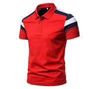 LAOSU Polo Manches Courtes Homme Streetwear Hauts Col Zippe Vintage Été Casual Tee Shirt Beau Golf T-Shirt Sport Mode Décontractés Grande Taille Chic Imprimé Pas Cher Confort Tops, 02-rouge, XL