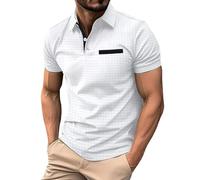 LAOSU Polo T-Shirt Homme Manches Courtes,Polo Vintage Homme,Polos Grande Taille Homme,Polo Cotelé Homme,T Shirt De Compression Homme
