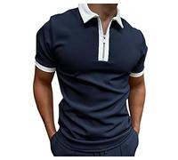 LAOSU Polo Vetement Verte avec Poche Rayé Marque Pas Cher Zippé Homme Col Officier Chic Rugby Manche Longue Longues Promo, 02-bleu Foncé, M