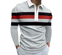 LAOSU Polosport Slim Polo Rugby Manches Longues Col Mao Homme Maille Sport éLéGant Striped Graphique d'automne j18ML43it Rouge 3XL