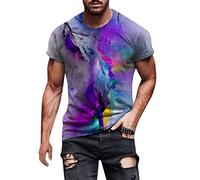 LAOSU T-Shirt Manches Courtes Homme Casual Personnalisé Tops Col Rond Tshirt Chic Mode Grande Taille Sport Décontractés Été Hauts Streetwear Fitness Humour Vintage Imprimé 3D T Shirt Beau 01-bleu XL