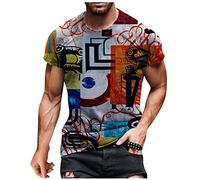 LAOSU T-Shirt Manches Courtes Homme Casual Personnalisé Tops Col Rond Tshirt Chic Mode Pas Cher Grande Taille Sport Décontractés Été Hauts Streetwear Fitness Humour Vintage Imprimé 3D Tee Shirt Beau
