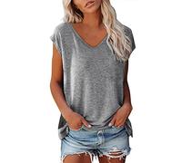 LAOSU Tunique Ample Pour Femmes Manches Courtes Été Tee Shirt,Tunique Longue Femme Voilée,Décontractée Tee Shirt De Sudation,Élégante T Shirt Pour Couple,Chemisier Manche Ballon,Chemisier Blouse Femme