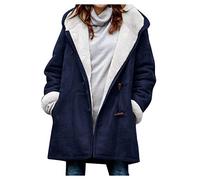 LAOSU Veste Polaire Femme Hiver Chaude, Manteau Effet Mouton, Mi-Longue, Chauffante Pas Cher, Caban Noir, Laine