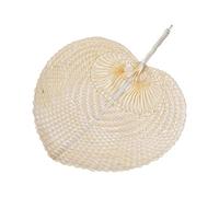 LAOXI Lot de 3 éventails en raphia naturel en forme de feuille de palmier, éventails Buri, éventails faits à la main, éventails en forme de cœur, faveur de mariage, programmes d'éventail en bambou