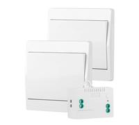 LAOYE Lot de 2 interrupteur d'éclairage sans fil sans piles 433Mhz kit interrupteur sans fil double commande et 10A récepteur portée de 50 mètres