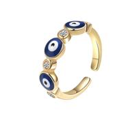LAOYEFACAI Bagues pour femmes Or Réglable CZ en émail Bleu Hamsa Evil Eye Délicat Bagues Ojo aux Yeux Colorés Grecs Fidget Anxiety Ring