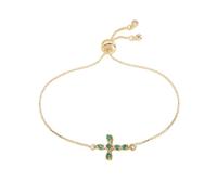 LAOYEFACAI Or 18 carats Argent Mini Bracelet Croix Chaîne en acier inoxydable Cuivre Respectueux de l'environnement Micro Bracelet Croix Zirconia Cadeau recommandé (32064)