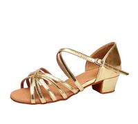 LaoZan Chaussures Danse de Salon Femmes Sandales de Danse pour Salsa Latine Tango Enfant Filles Chaussure a Talon (Or, Taille 36)