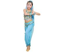 LaoZan Enfant Filles Tenues de Danse du Ventre Pantalons Costume Danse Orientale Déguisement Indienne (Lac Bleu(2Pcs), Asia 2XL)
