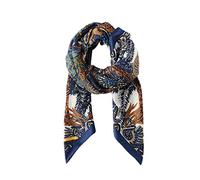 LaoZan Femmes Imprimé Écharpe Multifonctionnel Réutilisable Châle Carré Foulard en Soie pour Voyage/Travail (Bleu Foncé, Taille unique)