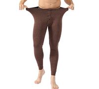 LaoZan Pantalon Thermique Homme Synthétique Doublure Polaire sous-Vêtement Leger et Chaud Legging (Café,L)