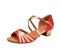 LaoZan Sandale Fille Danse Latine Standard Tango Enfant Femmes Soulier Chaussures de Danse à Talon (Orange, Taille 39)