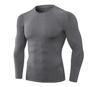 LaoZan Tee Shirt Homme Manche Longue Maillot de Compression Base Layer sous-Vêtements Thermique pour Sports (Gris,L)