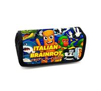 LaoZan Tung Tung Tung Sahur Trousse à Crayons Double - Zip, Motif Brainrot, Grande Capacité pour Les Enfants et Les Étudiants