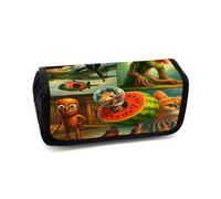 LaoZan Tung Tung Tung Sahur Trousse à Crayons Double - Zip, Motif Brainrot, Grande Capacité pour Les Enfants et Les Étudiants