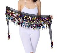 LaoZanA Femme Ceinture Danse Orientale Danse du ventre à Sequin Belly Dance pour Practice Costume One Size QC Noir