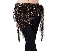 LaoZanA Femme Danse du Ventre Ceinture Belly Danse du Ventre Ethnique Tribal Ceinture de Danse One Size Noir Gold